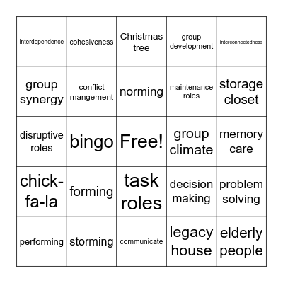 THE COOL TEAM BINGO Card