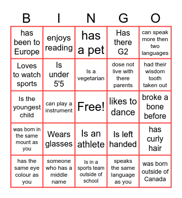 Find Someone Who Bingo Card
