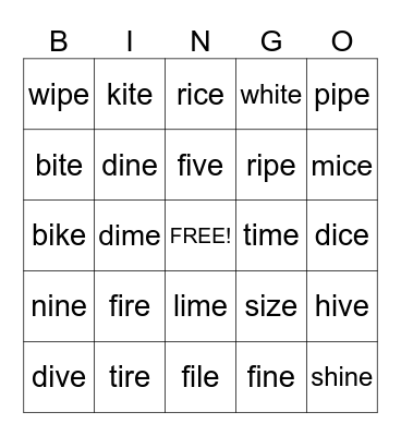 LONG VOWELS Bingo Card