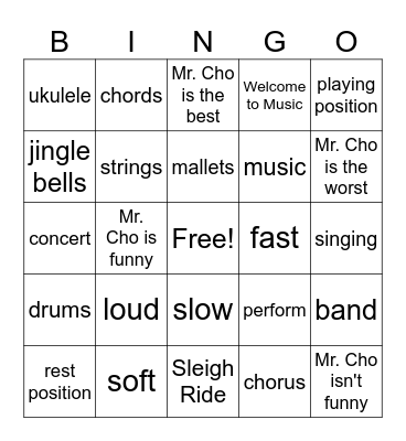 Music Bingo Card