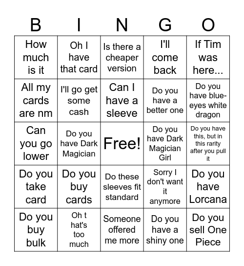 Frank's Bingo Card