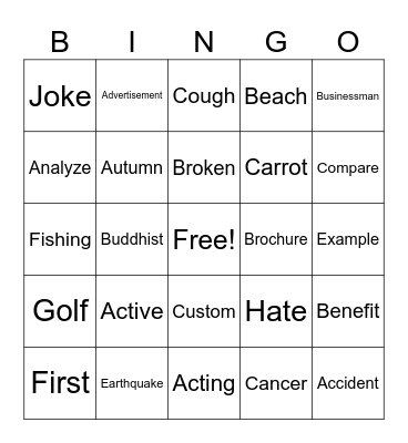 ASL Fingerspelling 201-250 1(4-6) Bingo Card
