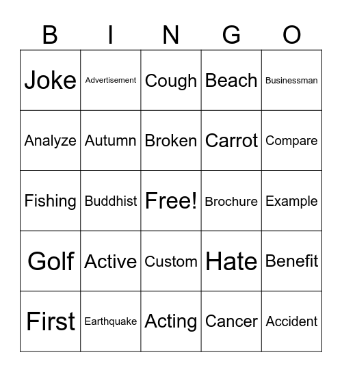 ASL Fingerspelling 201-250 1(4-6) Bingo Card