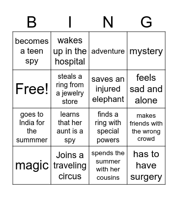 Unit 3: my favorite book Bingo Card