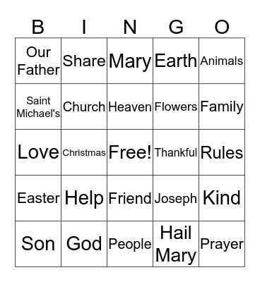 Jesus Bingo Card