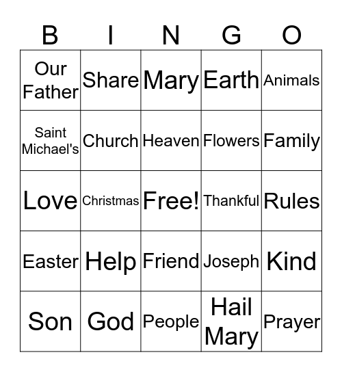 Jesus Bingo Card