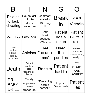 Atrioc House Bingo Card