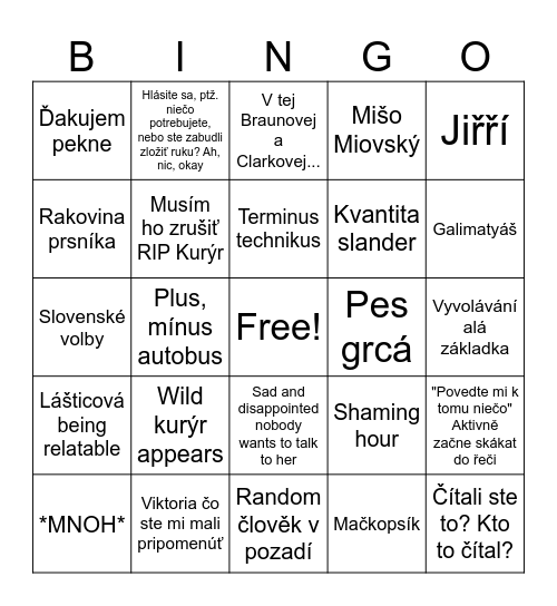 Metodka Bingo Card