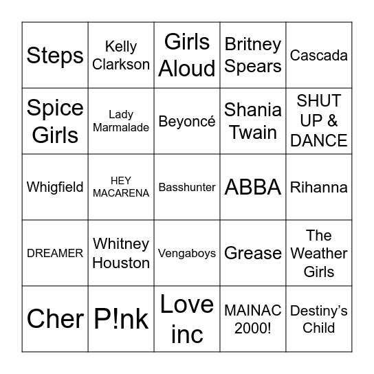 B O O G I E   B I N G O Bingo Card