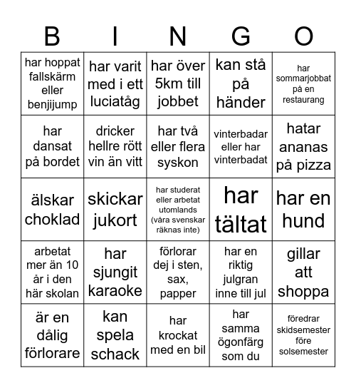 Presens Perfekt (svenska) Bingo Card