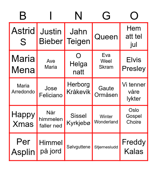 Julebingo Card