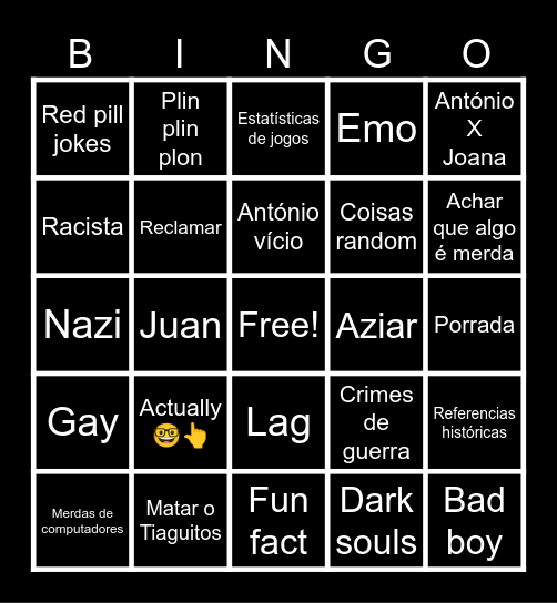 Gabriel Bingo Card