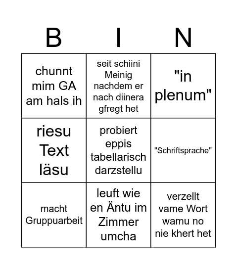 Toni Bingo Card