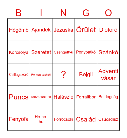 KARÁCSONYI Bingo Card