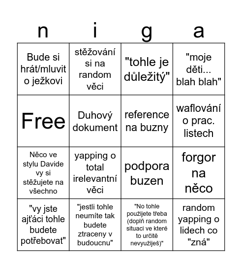 matika bingo Card