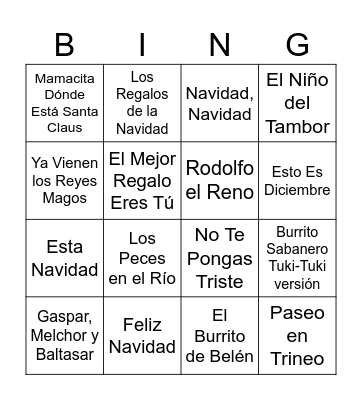 Bingo de Navidad Bingo Card