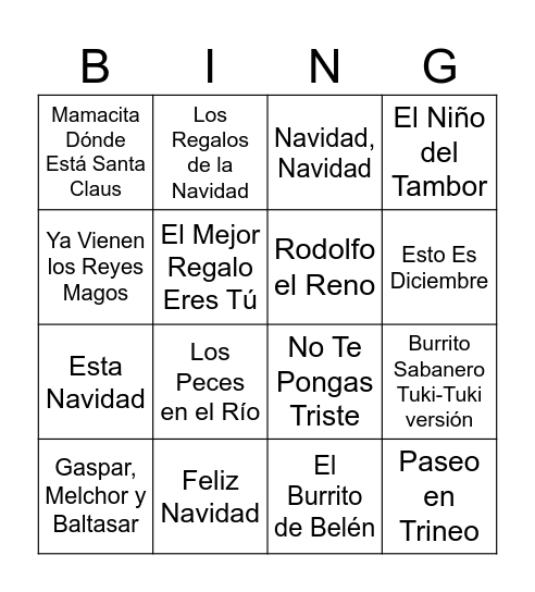 Bingo de Navidad Bingo Card