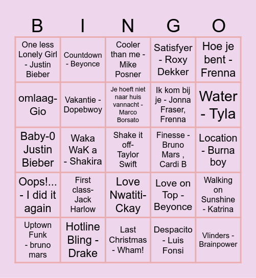 Cathalina's 21 diner Bingo Card