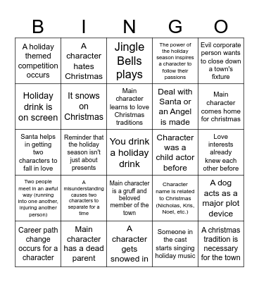 Hallmark Movie Bingo Card