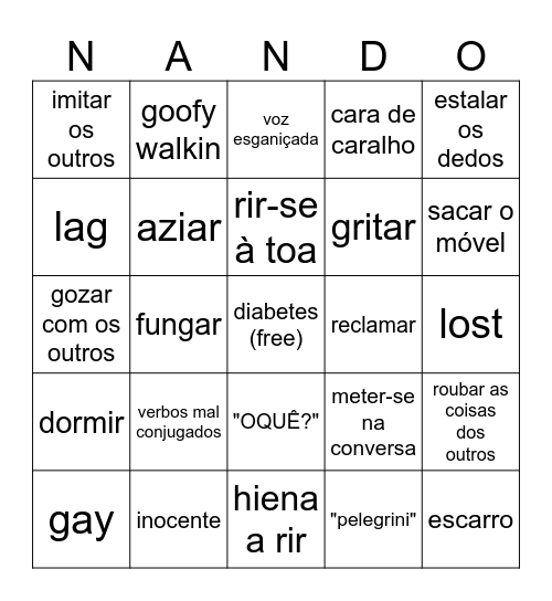 NANDO BINGO Card