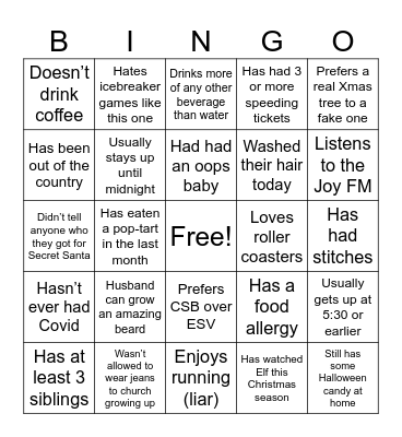 NTC Bingo Card