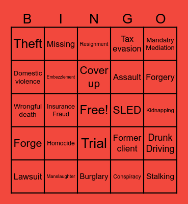 Murdaugh Bingo Card