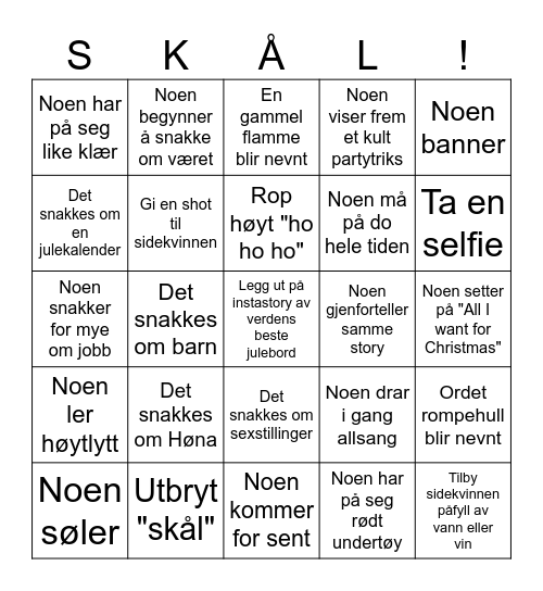 SKÅL Bingo Card