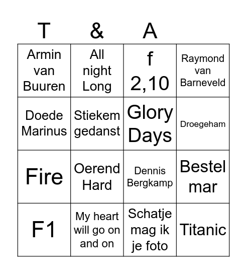 Tsjerk en Angrea 25 jaar getrouwd Bingo Card