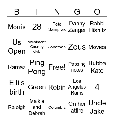 Malkie's Birthday Bin60 Bingo Card