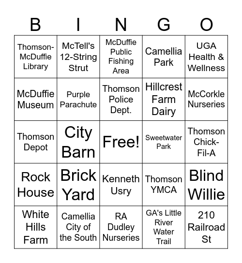 Thomson-McDuffie Bingo Card