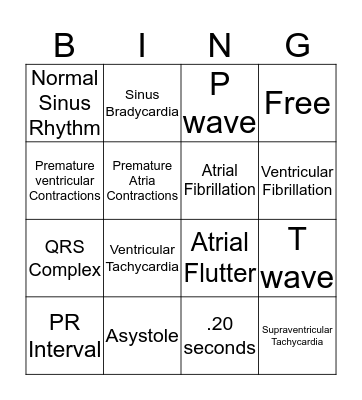 Heart Rhythm Bingo Card