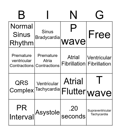 Heart Rhythm Bingo Card
