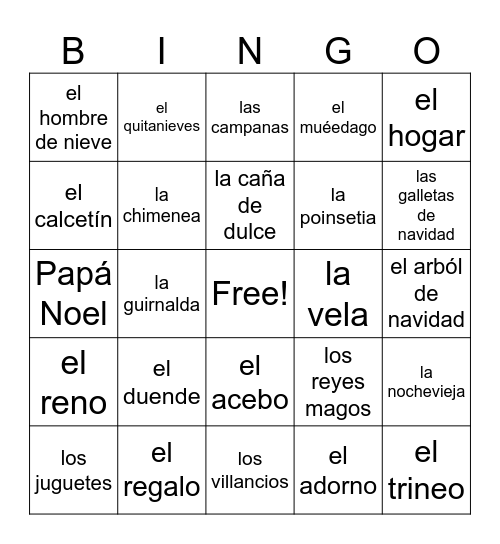 ¡Feliz Navidad! Bingo Card