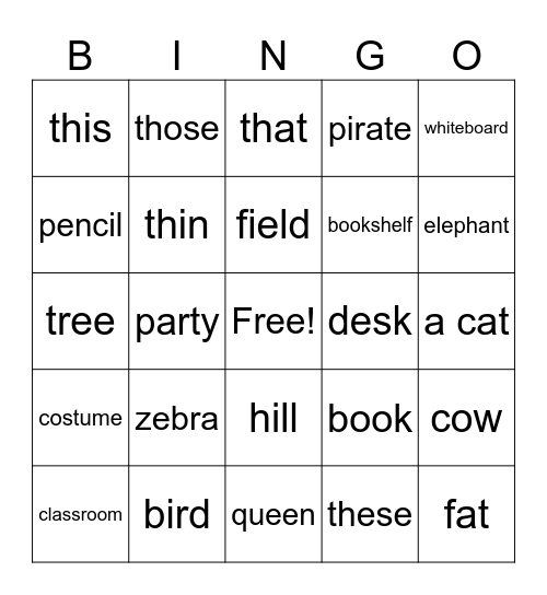 Units 1-3 Bingo Card