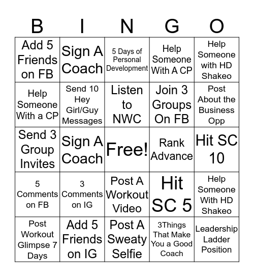 Passion Pursuits Bingo Card