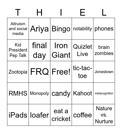 Thiel FINAL Bingo Card