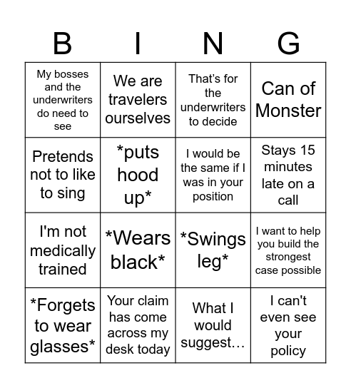 JC Bingo Card