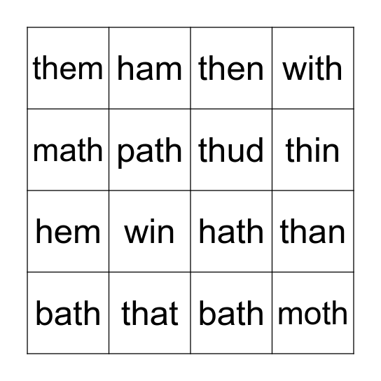 Word Mix Up Lesson 19 Bingo Card