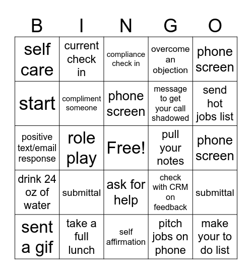 RECRUITER BINGO Card