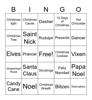 Christmas Bingo Card