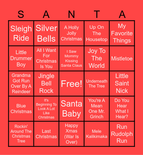 CHRISTMAS CAROLS BINGO Card