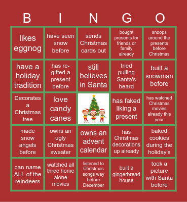 Virtual Holiday Bingo Card