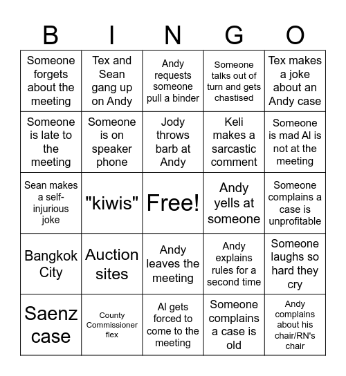 Festivus Bingo Card