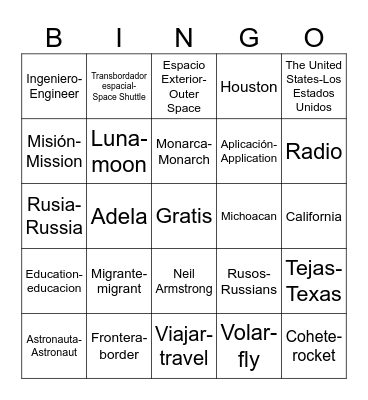 A millones de kilómetros - A Million Miles Away Bingo Card