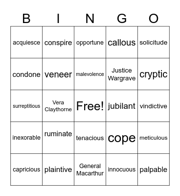 ATTWN Vocabulary Bingo Card