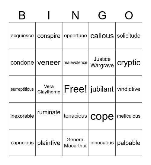 ATTWN Vocabulary Bingo Card