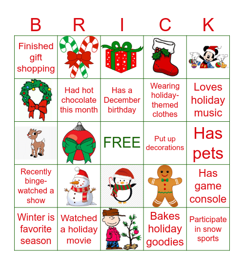 Team Holiday Bingo Card