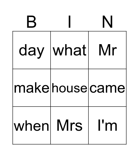 Phase 4/5 Bingo Card