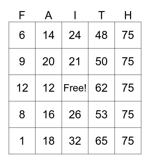 Birthday Bingo Card