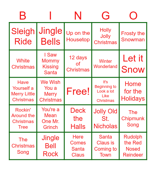 Christmas Bingo Card